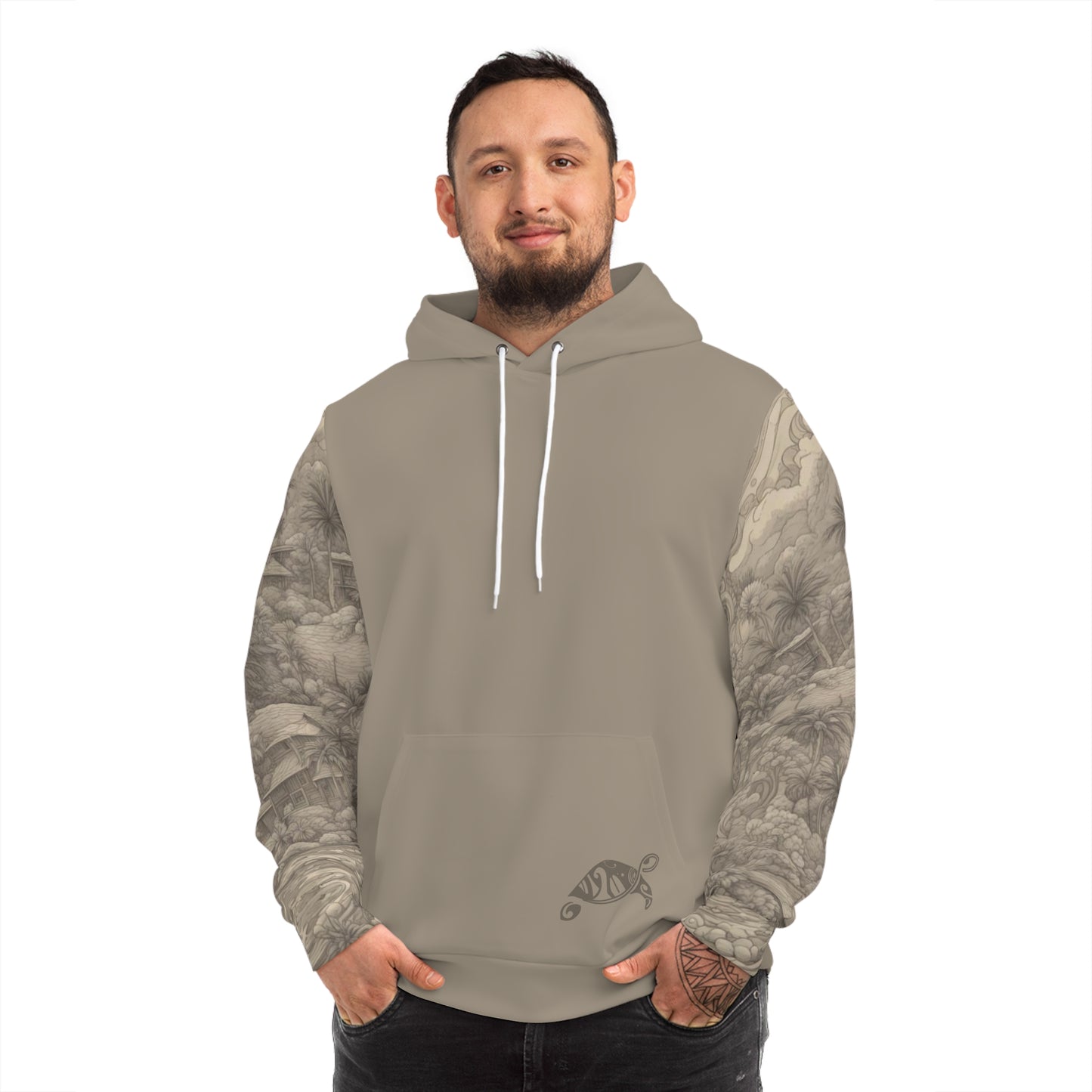 Tropical Haven | Island Pencil Sketch Full-Back Tropical Hoodie